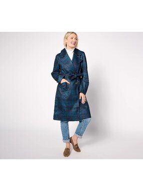 Thread Collective Trench Coat XL Trench Patterned Long Sleeve Navy Career NEW